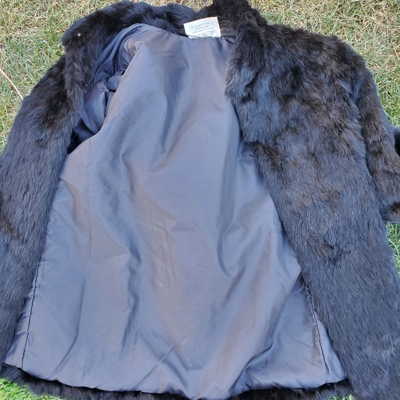 Somerset Furs Los Angeles Solid Black 100% Pure Rabbit Fur Coat Size Medium NWOT - Picture 15 of 16